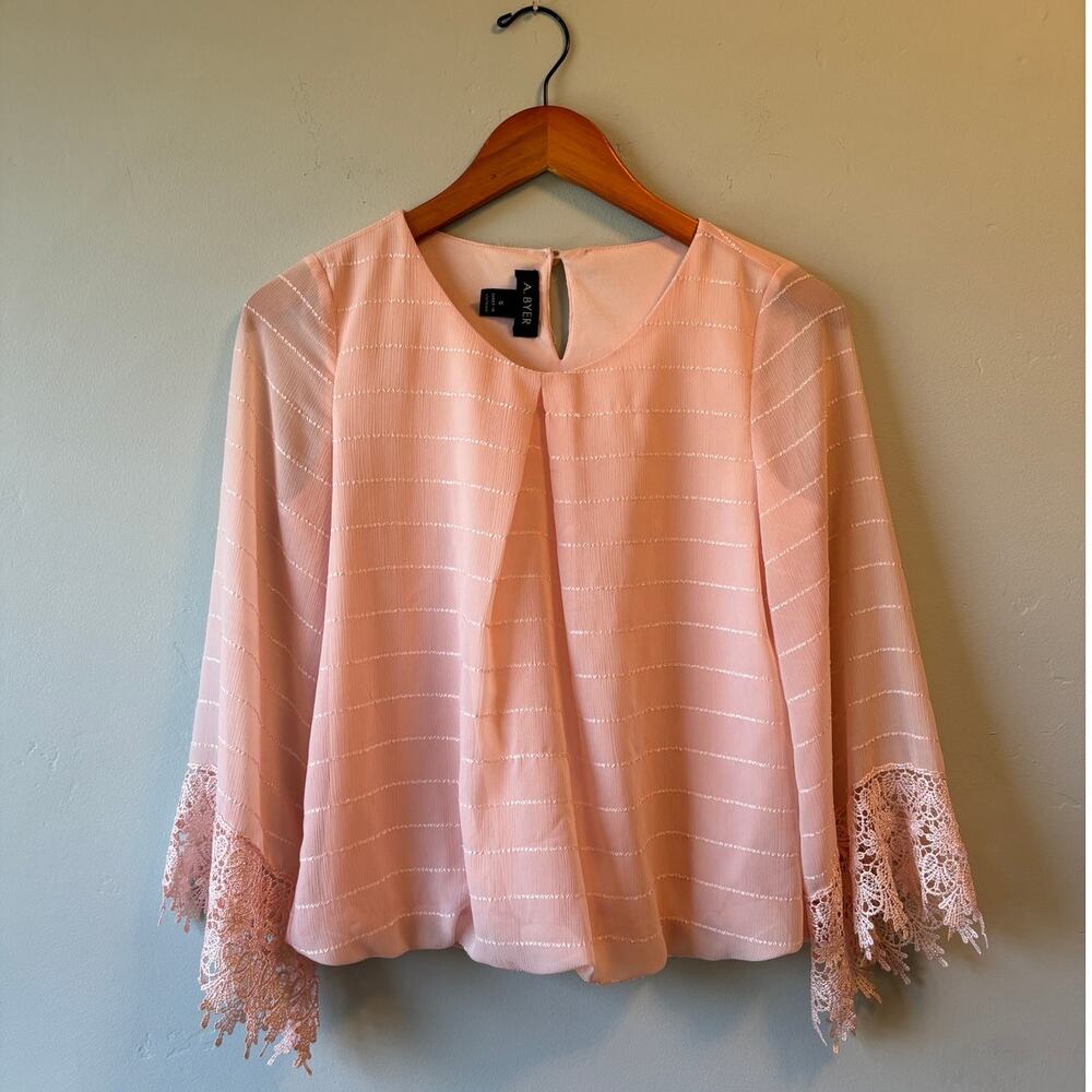 A. Byer Pink Bell Sleeve Top